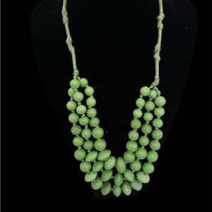Vintage Glass Green Beaded Necklace